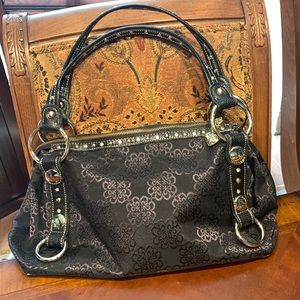 Kathy Van Zeeland Black fabric studded purse
